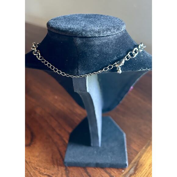 Vtg Purple Resin Crystal Rhinestone Silver Tone Bib Necklace‎ Adjustable Clasp - Picture 5 of 5